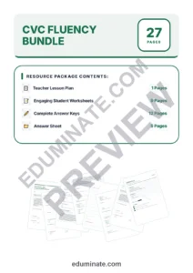 Kindergarten CVC Worksheets – Reading Passages with Questions and Answer Key page 1