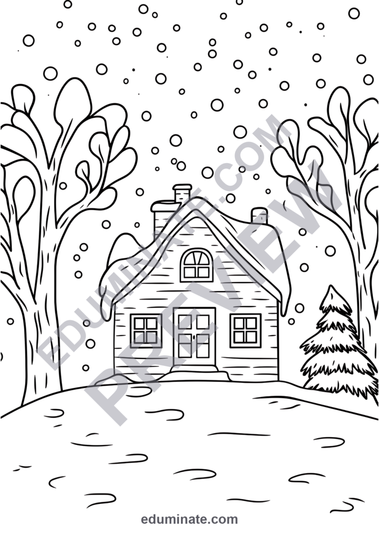 Snow Day Coloring Pages Winter Blizzard Fun Activity Sheets Pack for Kids sample page 1