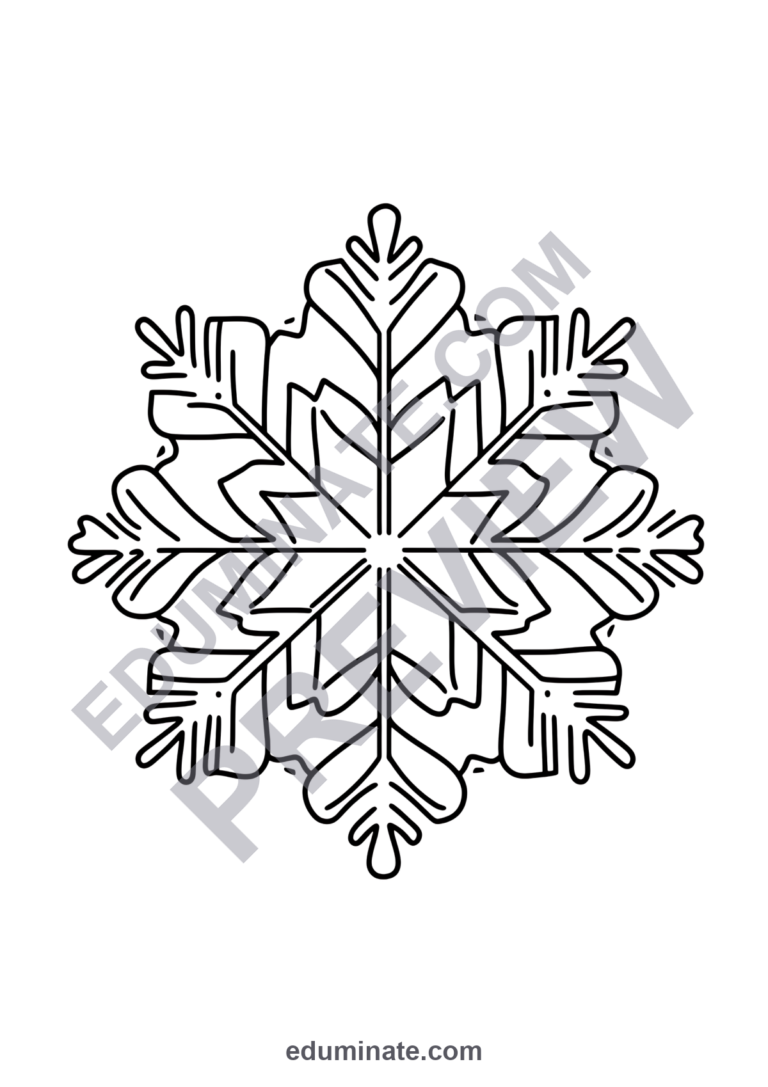 Winter Snowflake Coloring Pages 33 Geometric Ice Crystal Art Worksheets Sheets sample page 1