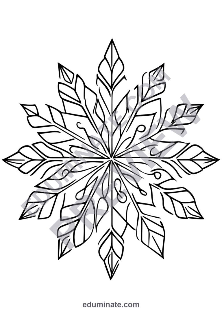 Printable Snowflake Coloring Pages 60 Nature Ice Crystal Winter Art Sheets sample page 1