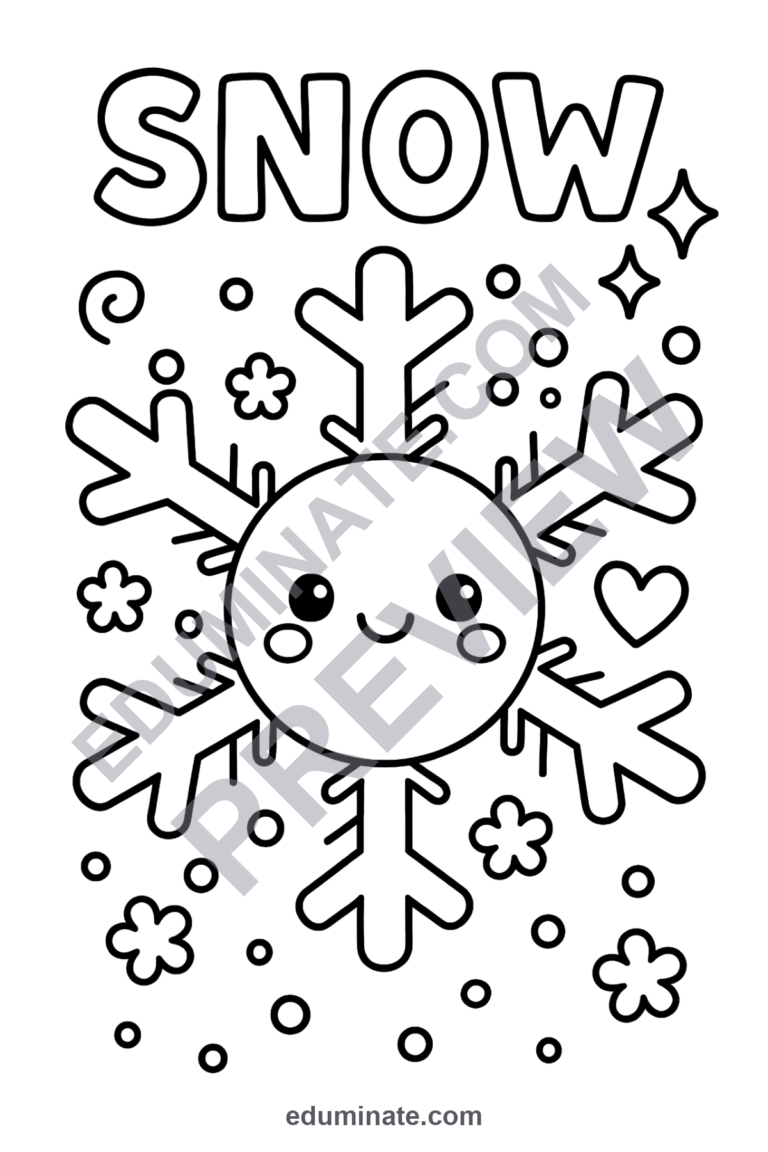 Cute Snowflake Coloring Pages 50 Smiling Winter Ice Art Activity Worksheets sample page 1