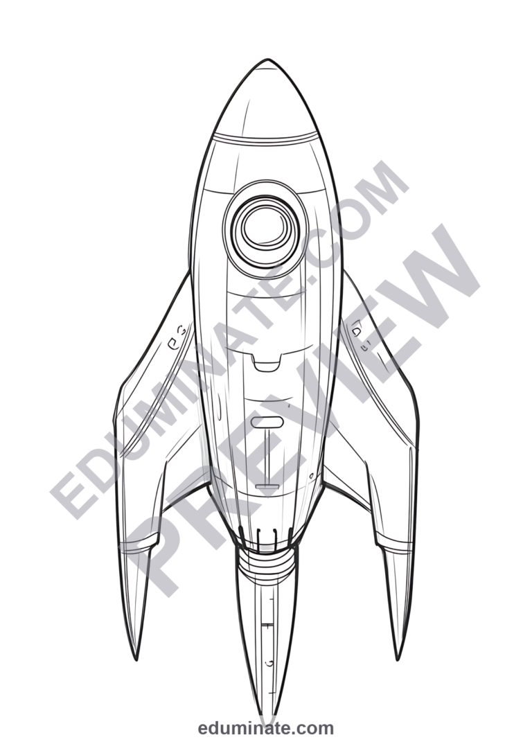 Spacecraft Coloring Pages Rockets and Space Shuttle Activity Pack for Kids sample page 1
