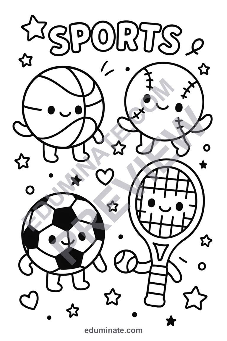 Sports Coloring Pages Multi-Sport Athletics Activity Sheets Pack for Kids sample page 1