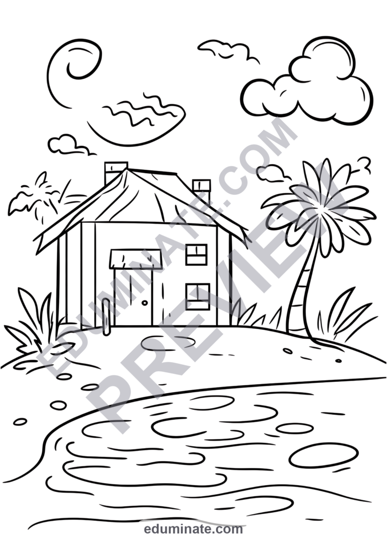 Beach Coloring Pages 26 Tropical Spring Break Vacation Art Activity Sheets sample page 1