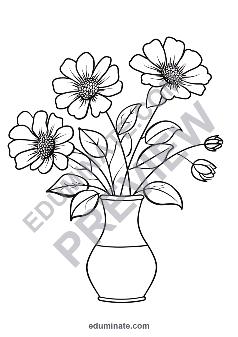Spring Coloring Pages Renewal Garden Flowers Activity Sheets Pack for Kids sample page 1