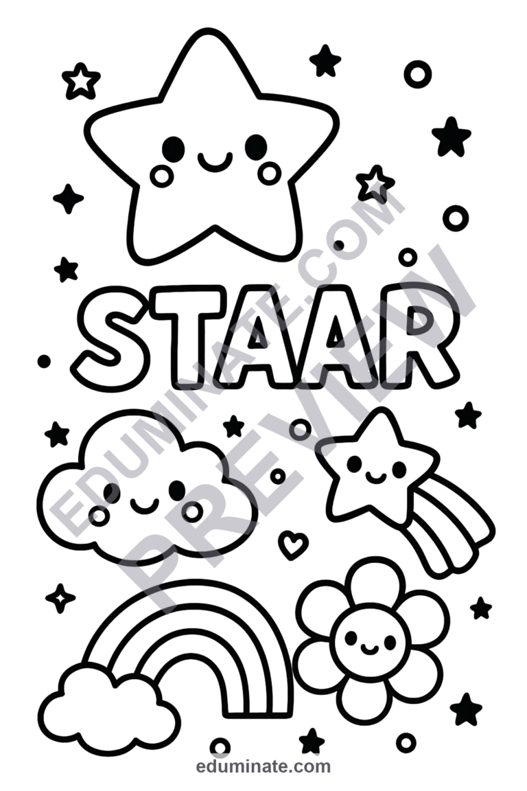 STAAR Test Coloring Pages Motivational Pep Rally Activity Sheets for Kids sample page 1
