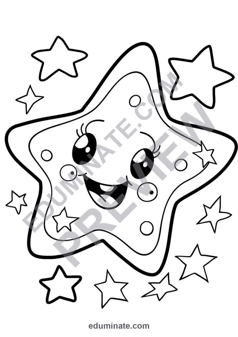 Printable Star Coloring Pages Geometric Shapes Activity Sheets Pack for Kids sample page 1