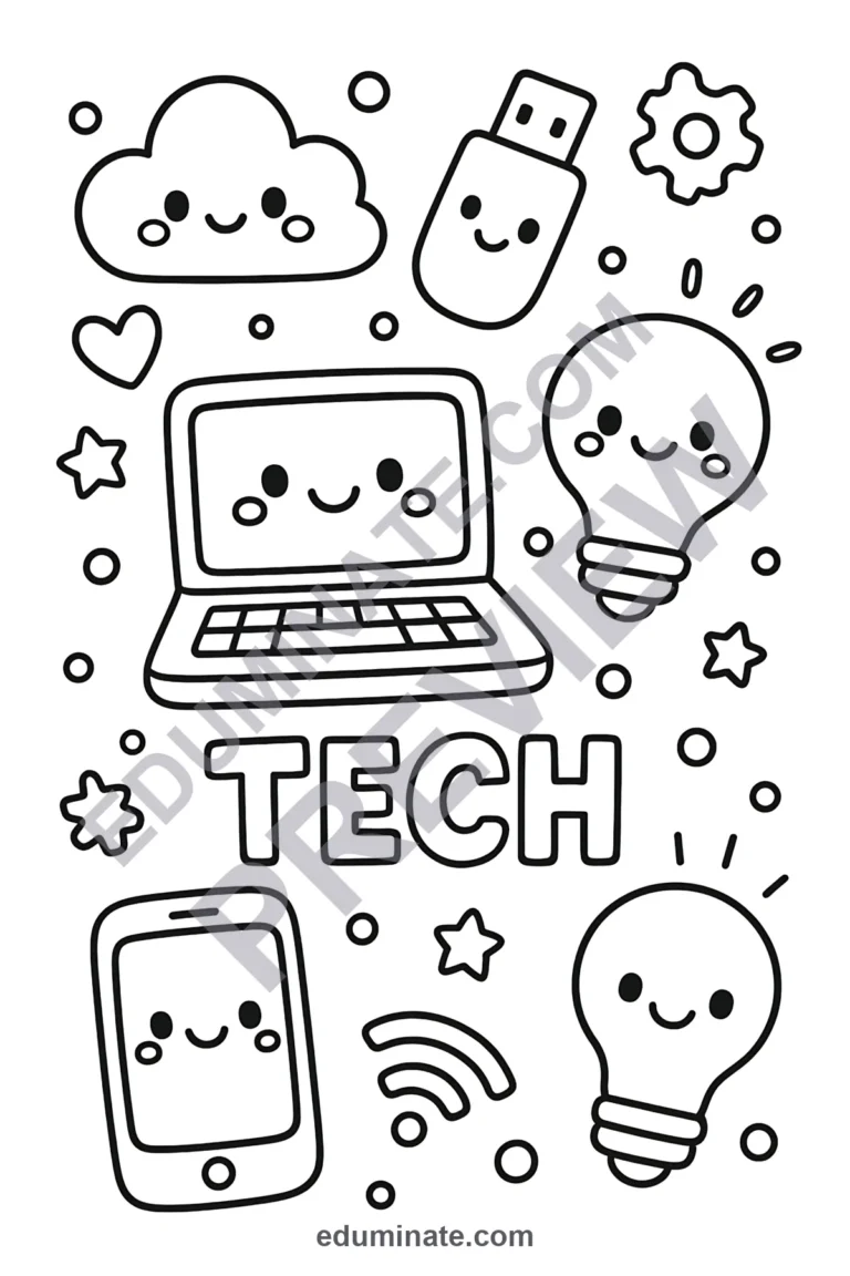 Computer Science Coloring Pages: 56 Simple STEM Sheets
