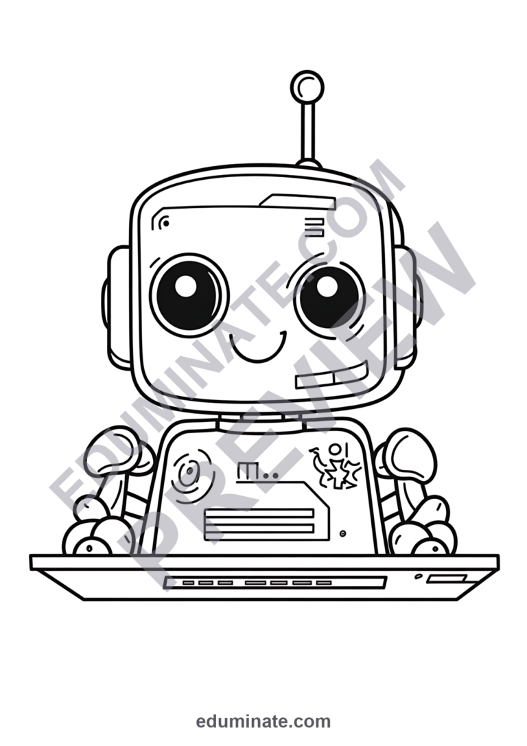 STEM Technology Coloring Pages Robotics and Coding Activity Sheets for Kids sample page 1