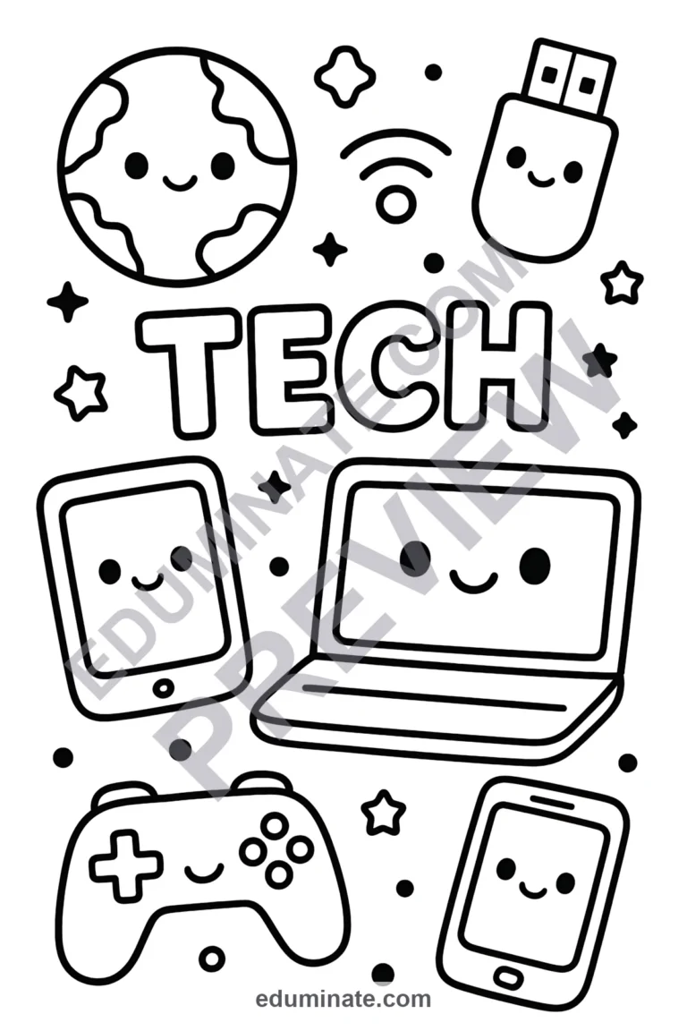 Techpattern Coloring Pages 30 Easy Simple Technology Coloring Pages Lab Art Fun