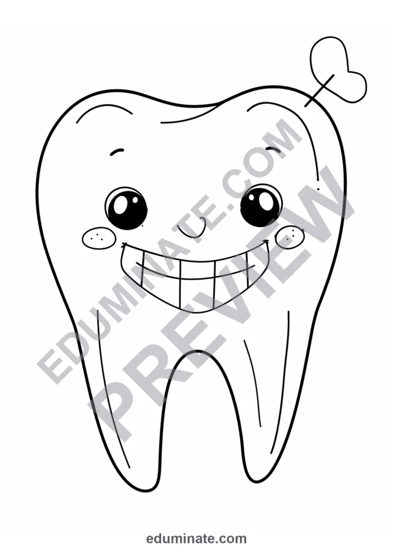 Lost Tooth Coloring Pages Smiling Teeth Activity Sheets Pack for Kids sample page 1