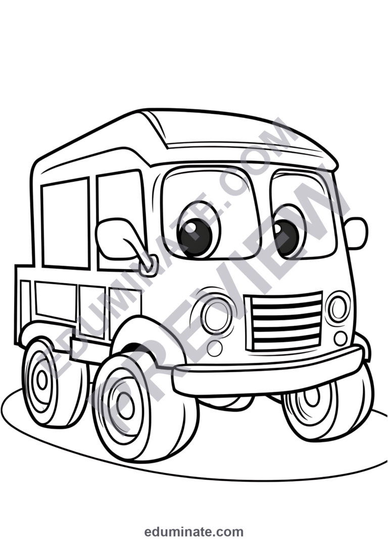 Preschool Transportation Coloring Pages Vehicles Activity Pack for Kids Fun sample page 1