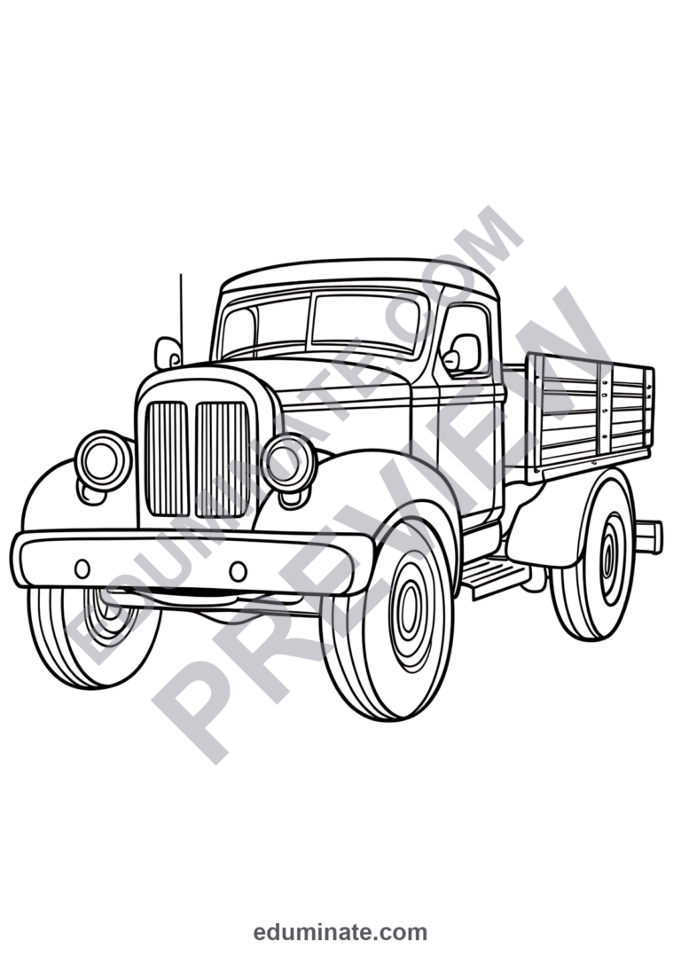 Printable Transportation Coloring Pages Mega Fleet Activity Pack for Kids sample page 1