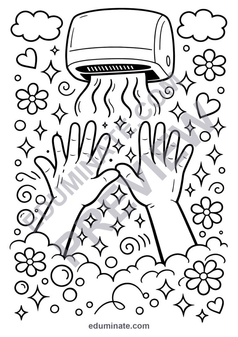 Hand Washing Coloring Pages for Preschoolers 19 Healthy Hygiene Habits Sheets sample page 1
