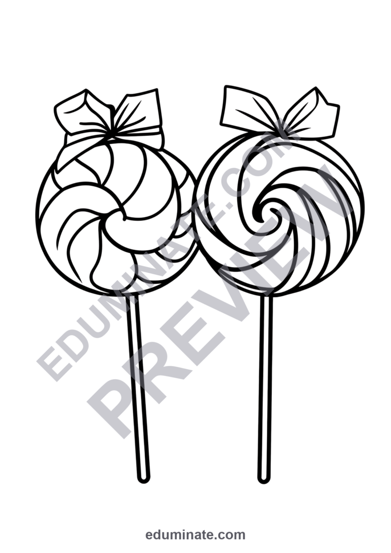 30 Sweet Treats Coloring Pages Lollipop and Candy Activity Sheets for Kids sample page 1
