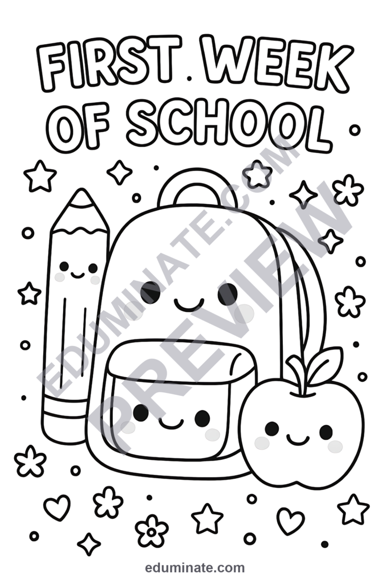 First Day of School Coloring Pages Back to School Activities for Kindergarten sample page 1
