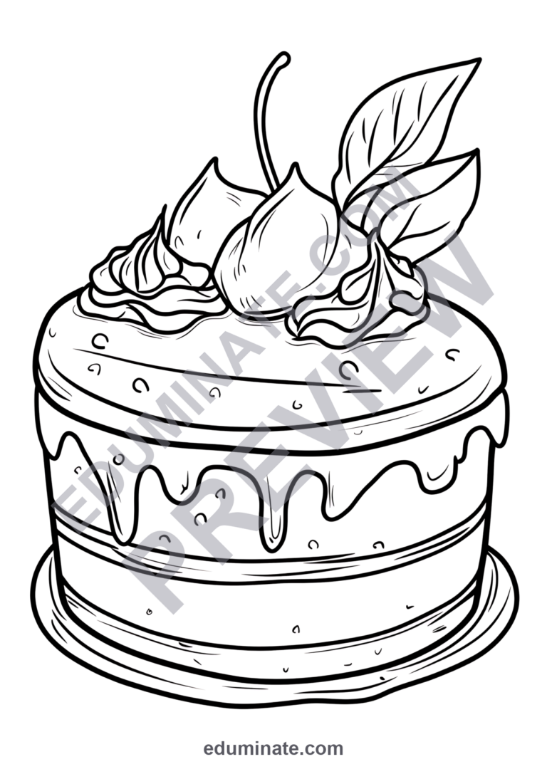 Ice Cream Cake Coloring Pages Printable Bakery Dessert Sheets 32 Fun Pages sample page 1