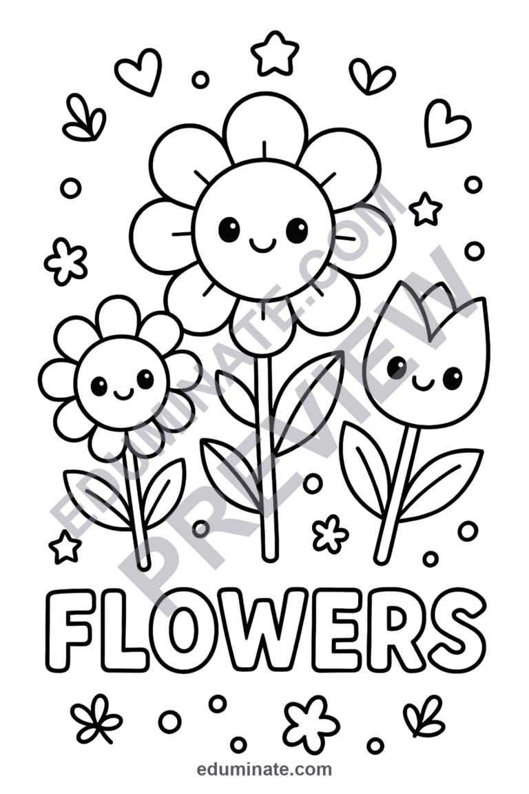 Flowers Coloring Pages Cute Garden Botanical Nature Activity Sheets for Kids sample page 1