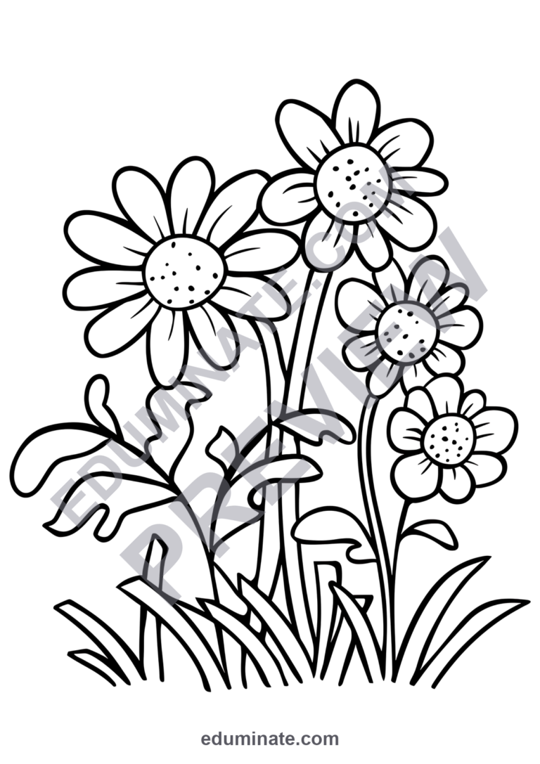 Flower Coloring Book Pages Botanical Garden Activity Sheets for Classroom Art sample page 1