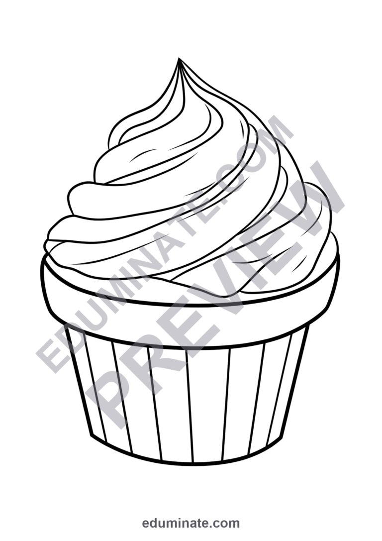 Food Coloring Pages Delicious Snacks Burgers Cake Activity Sheets for Kids sample page 1