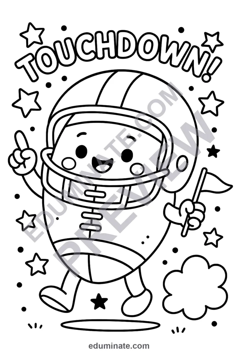 American Football Coloring Pages Game Day Touchdown Activity Sheets for Kids sample page 1