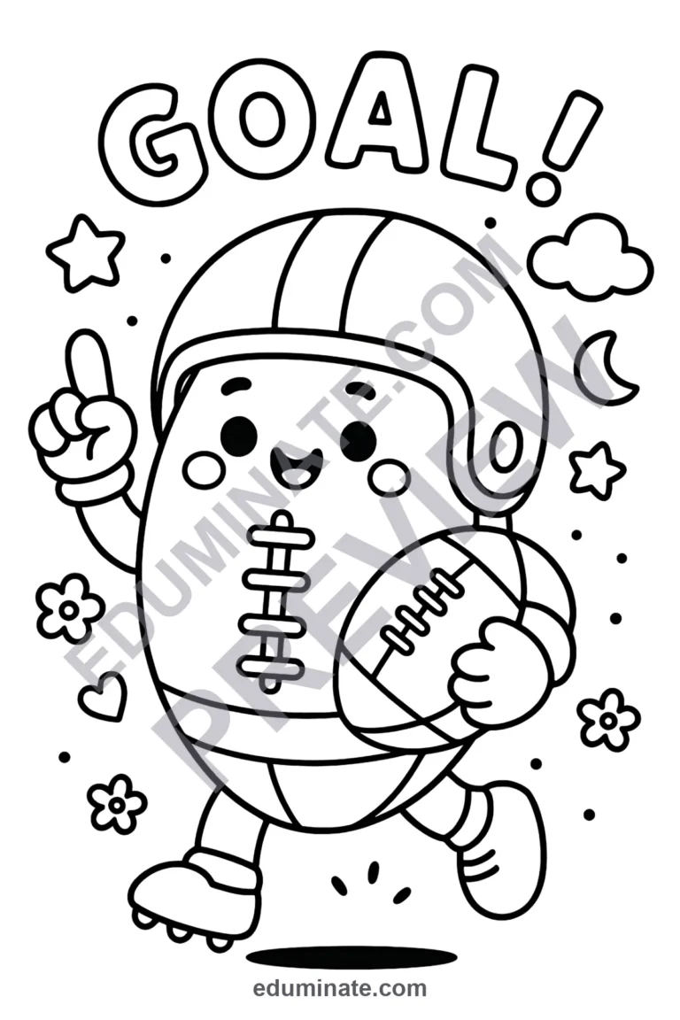 Football Game Coloring Pages Printable Sports Activity Sheets for Kids Fun sample page 1