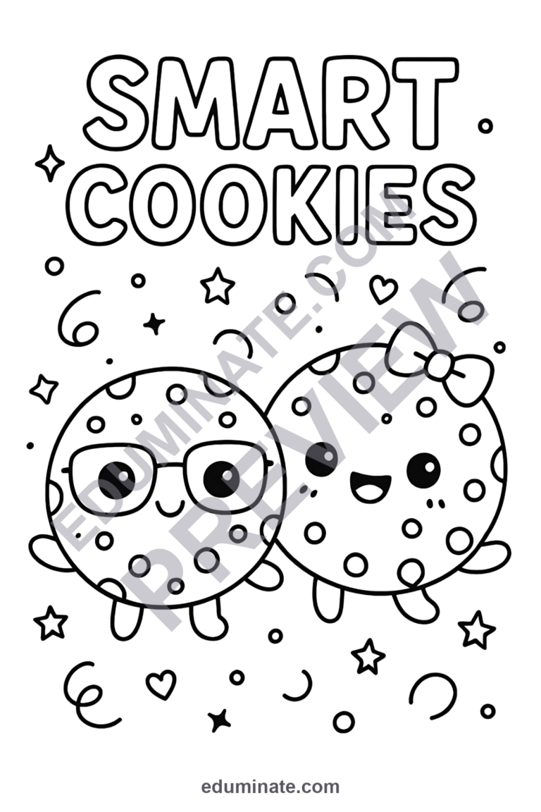 Smart Cookie Coloring Pages Growth Mindset Academic Activity Sheets for Kids sample page 1