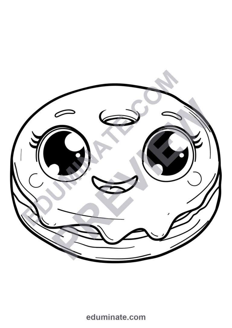 Doughnut Coloring Pages | Sweet Treats Bakery Food Art Activity Sheets for Kids sample page 1