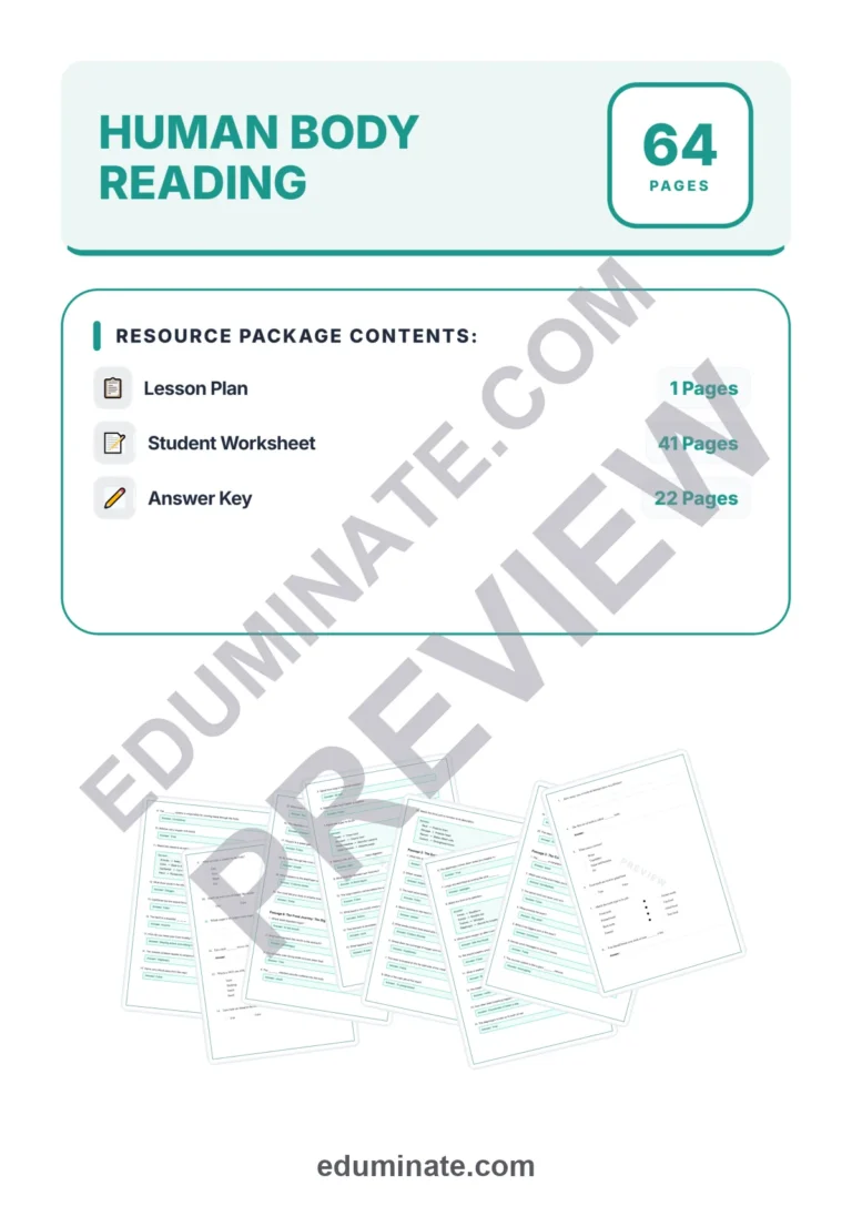 Human Body Reading Comprehension Passages And Questions Printable Worksheets sample page 1