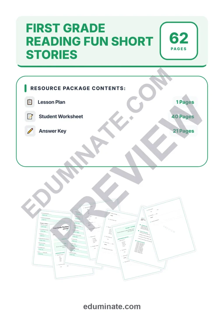 Reading Comprehension Activities – First Grade Reading Passages and Questions sample page 1