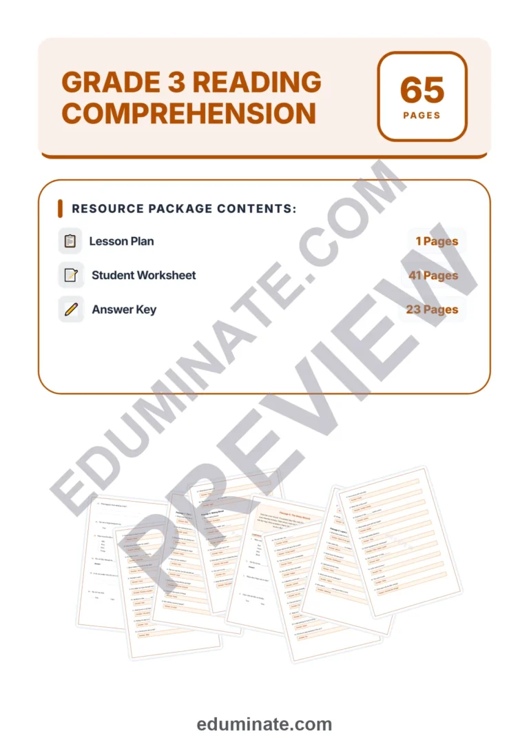 Third Grade Reading Comprehension Passages and Questions Student Reader Pack sample page 1