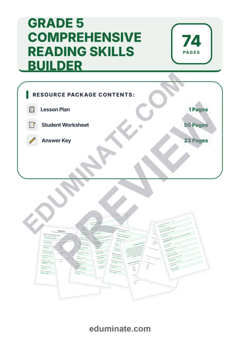 Fifth Grade Reading Comprehension Passages and Questions Advanced Reader Pack sample page 1