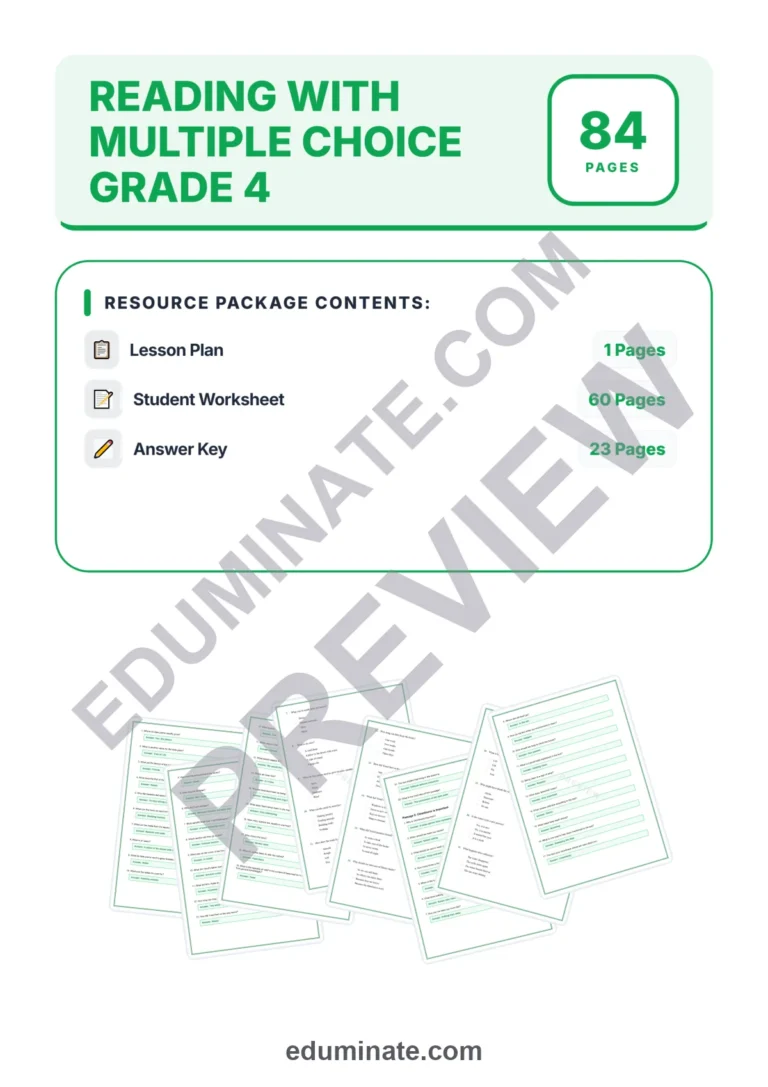 Fourth Grade Reading Comprehension Multiple Choice Passages Practice Pack sample page 1