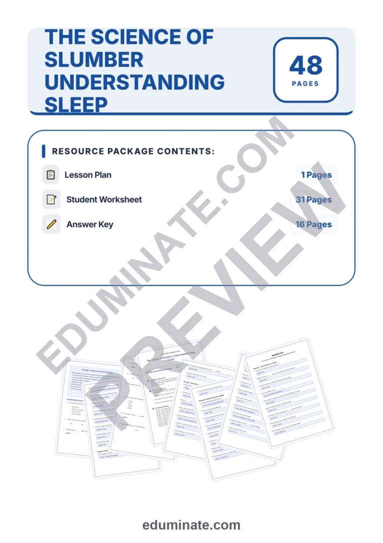 Sleep Cycles Reading Comprehension Passages and Science Worksheets Resource sample page 1