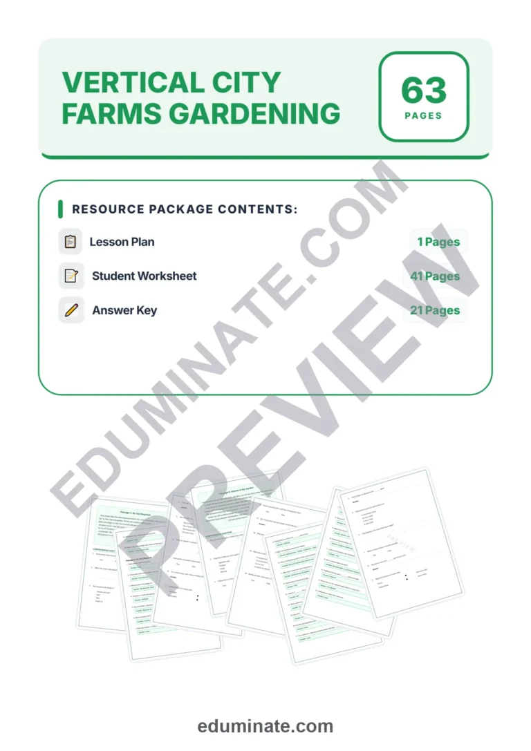 Vertical City Farms Reading Comprehension Passages and Urban Farming Activities sample page 1