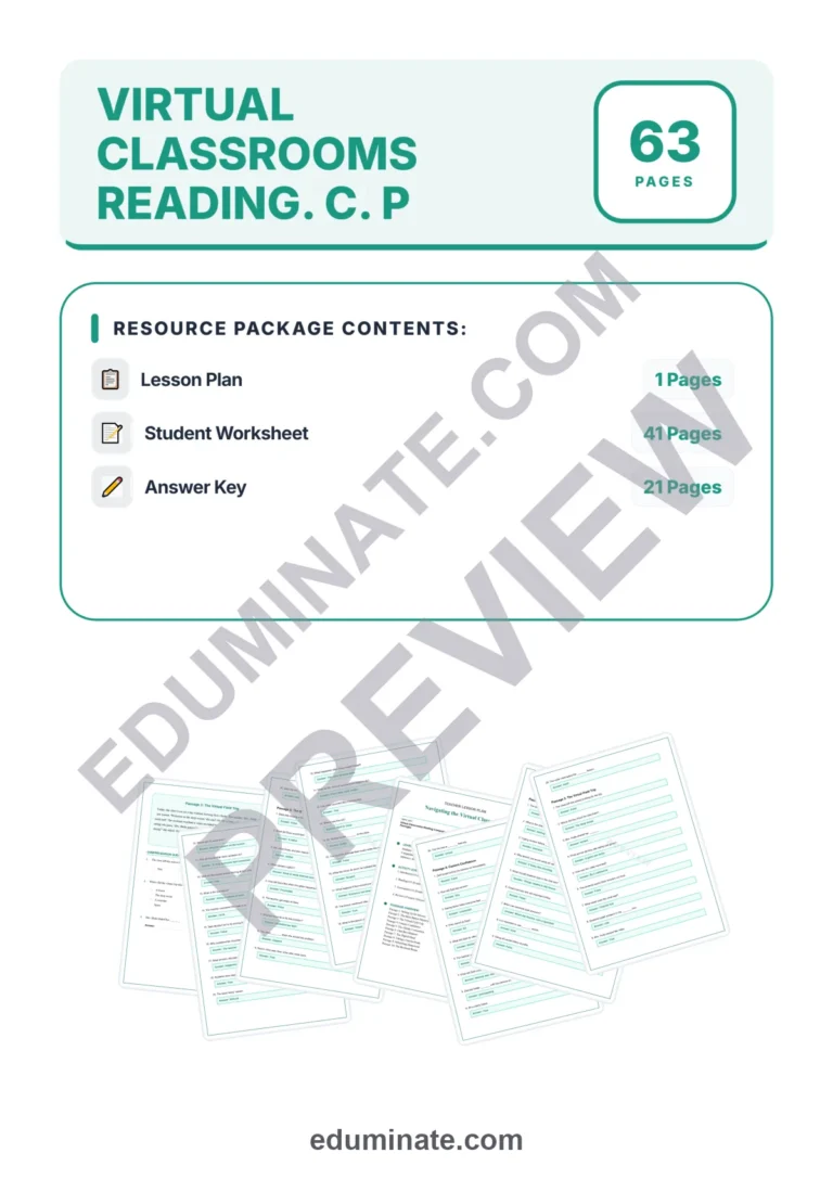 Virtual Classrooms Reading Comprehension Passages and Online Learning Sheets sample page 1