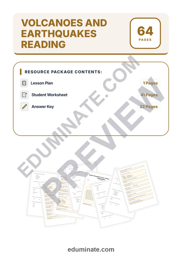 Volcanoes and Earthquakes Reading Comprehension Passages and Science Sheets sample page 1