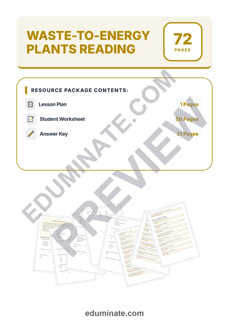 Waste to Energy Reading Comprehension Passages and Renewable Energy Activities sample page 1