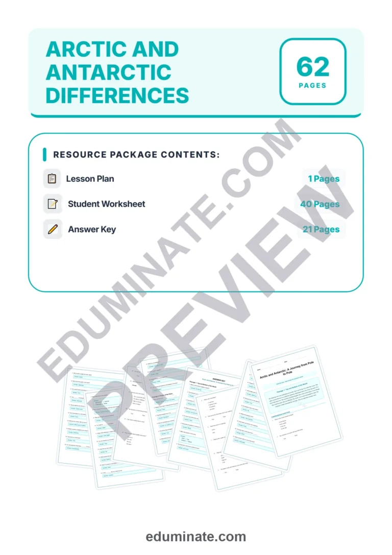 Arctic and Antarctic Differences Reading Comprehension Passages Grades 2-6 sample page 1
