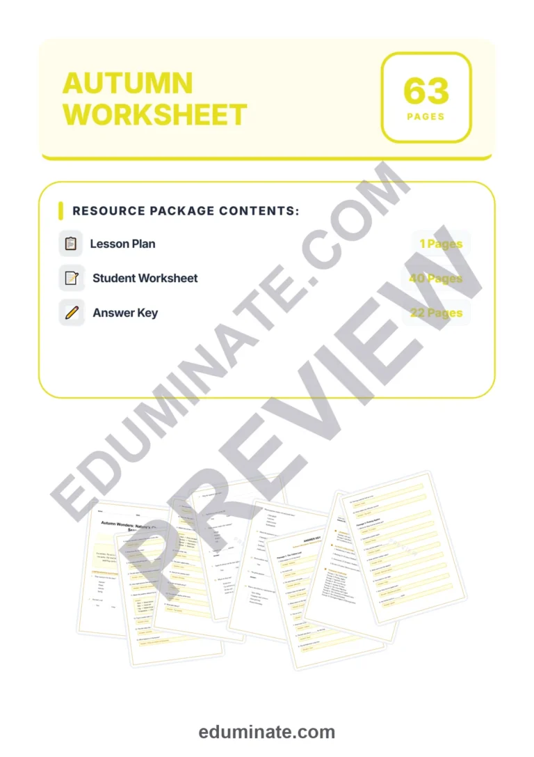 Autumn Reading Comprehension Passages Worksheets Grades 1-8 Autumn Wonders sample page 1