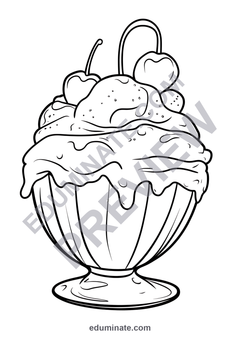 Sweet Bakery Coloring Sheets Cupcake and Sundae Printables 18 Dessert Pages sample page 1