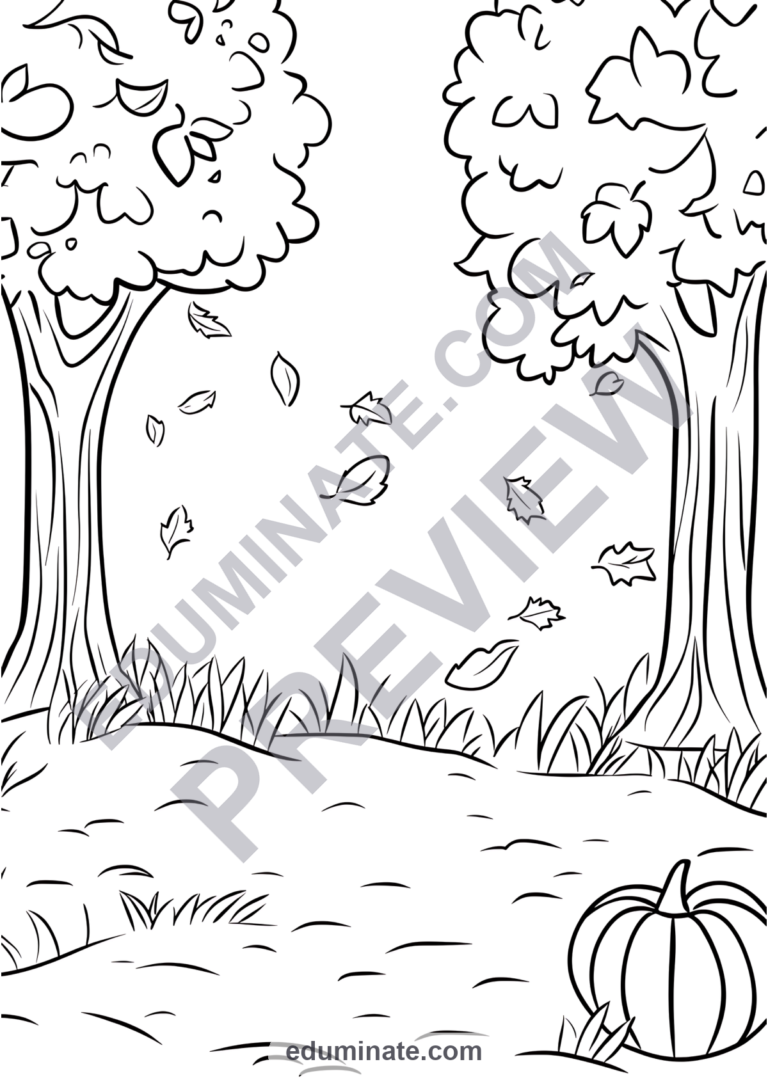Autumn Coloring Pages Fall Season Activity Sheets for Kindergarten and Pre-K sample page 1