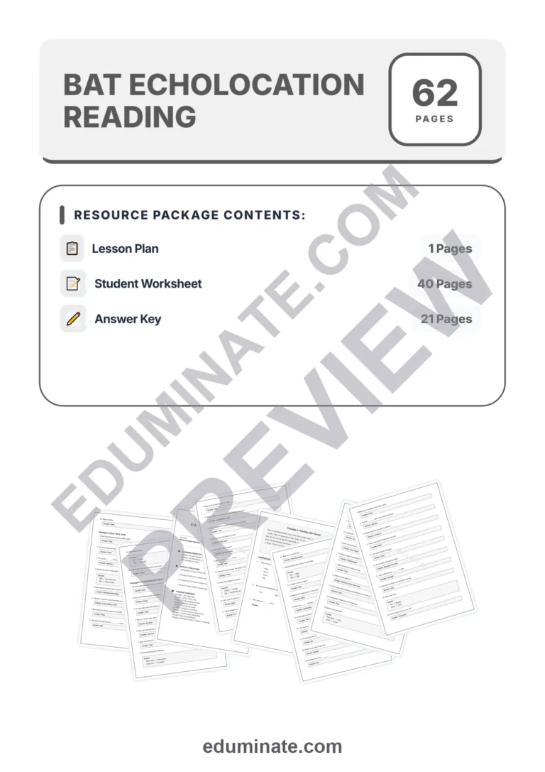 Bat Reading Comprehension Passages and Worksheets with Answer Keys, Grades 2-6 sample page 1