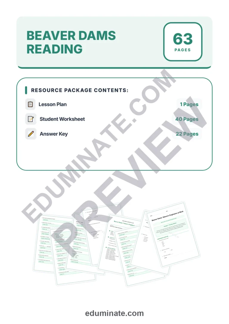 Beaver Worksheets: Reading Comprehension Passages with Answer Keys, Grades 2-6 sample page 1