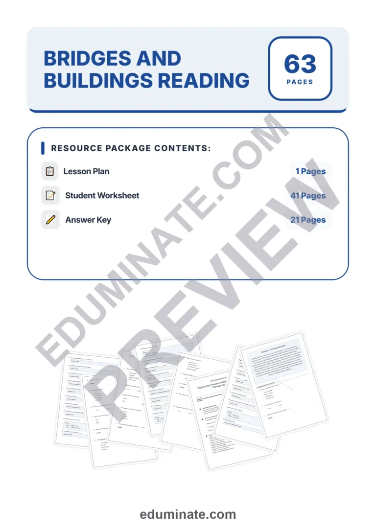 Bridges and Buildings Reading Comprehension Passages Worksheets Grades 2-6 Pages sample page 1