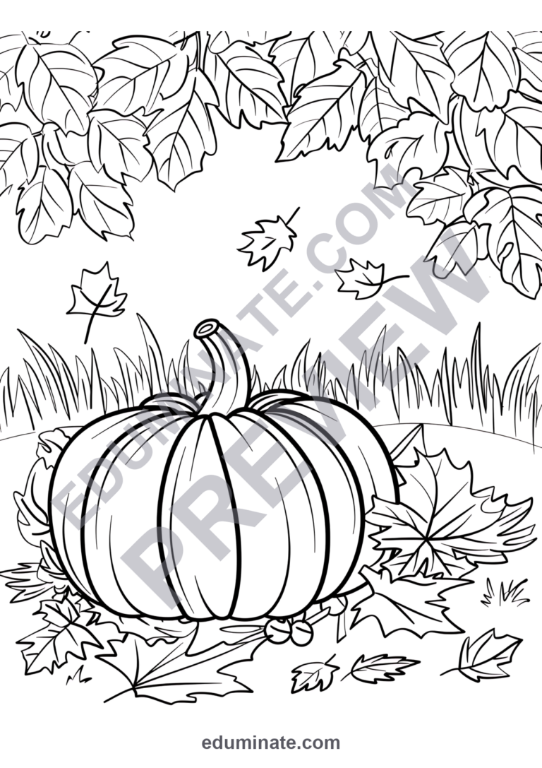Fall Leaves Coloring Pages Autumn Pumpkin Activity Sheets for Kindergarten sample page 1
