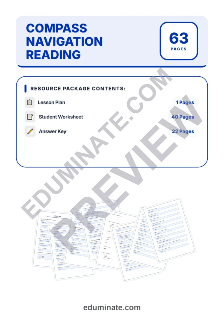 Compass Navigation Reading Comprehension Passages and Questions Grades 2-6 sample page 1