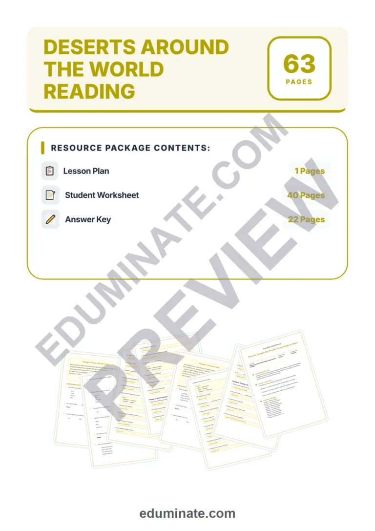 Deserts Around the World Reading Comprehension Passages and Questions Gr 3-7 sample page 1