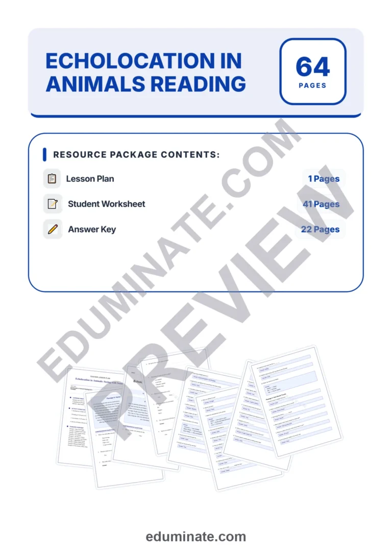 Echolocation in Animals Reading Comprehension Passages and Questions Grades 3-7 sample page 1