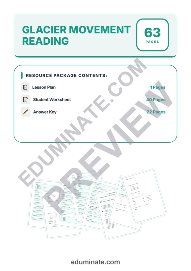 Glacier Movement Reading Comprehension Passages and Questions for Grades 4-8 sample page 1